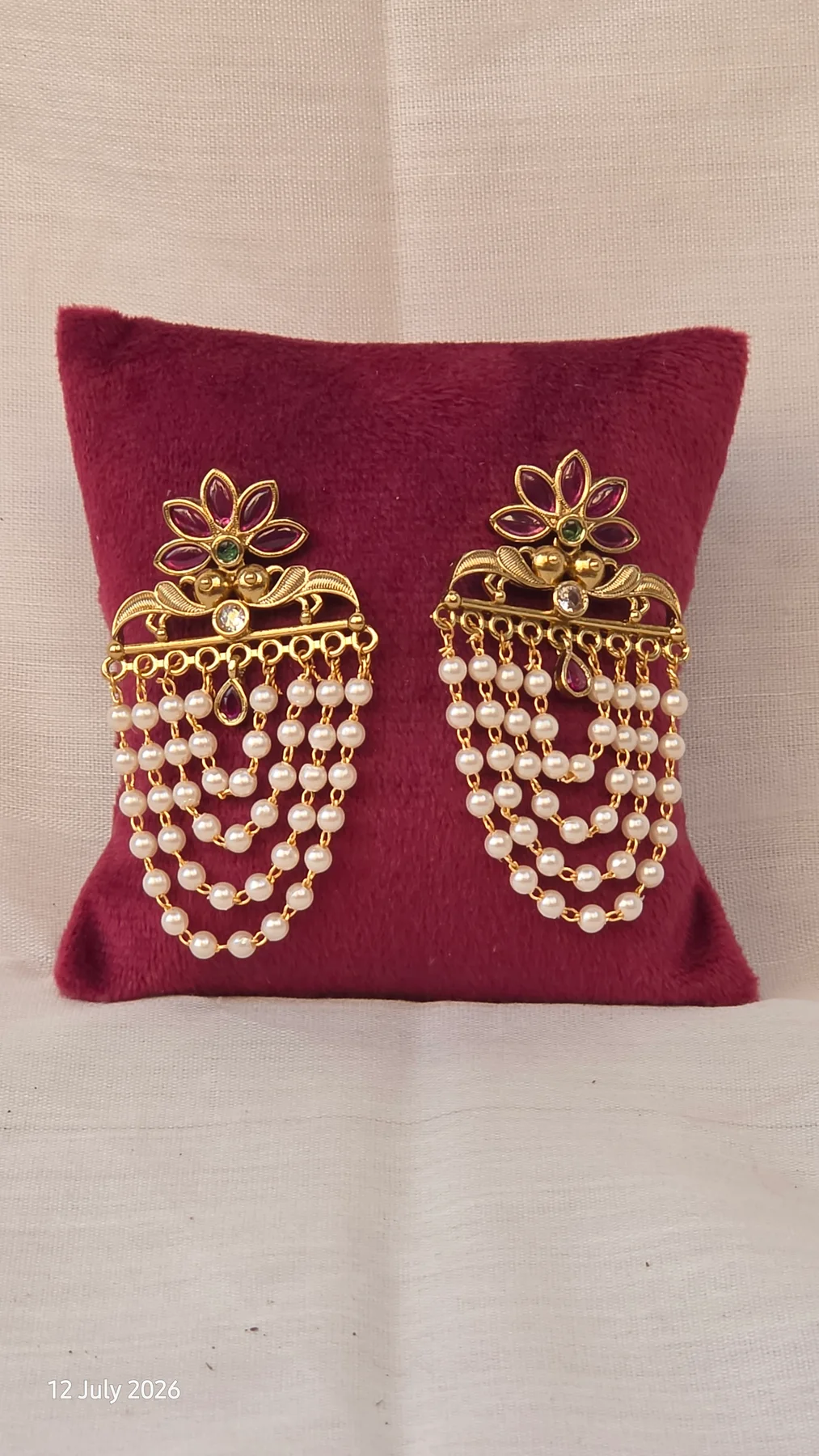 Pearl chain earrings image 1