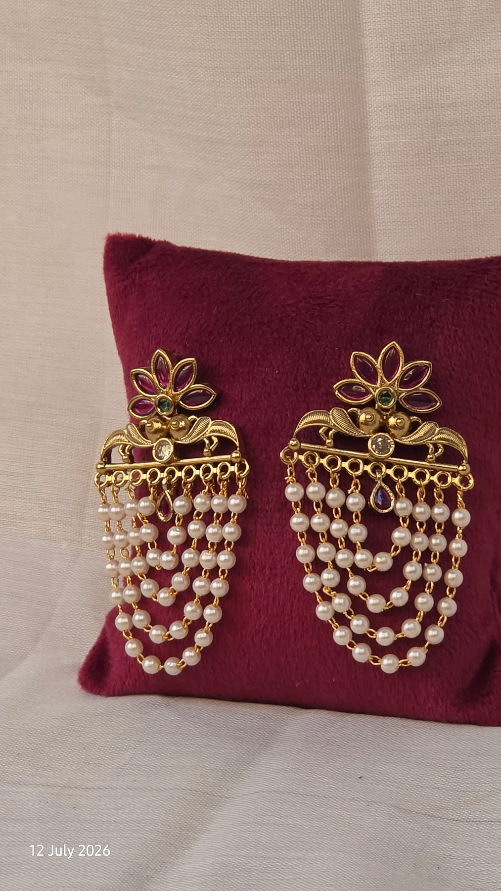 Pearl chain earrings image 2